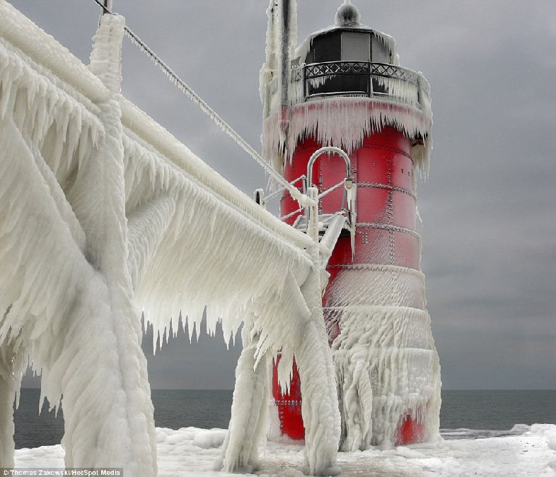 'An event I look forward to very much': Every year, Mr Zakowski makes the trip to St Joseph and South Haven after a big storm to capture the resulting scenes